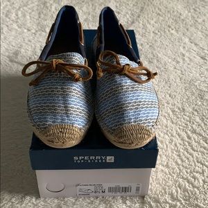 Sperry Top Sider Blue Black Fish Espadrille Shoes